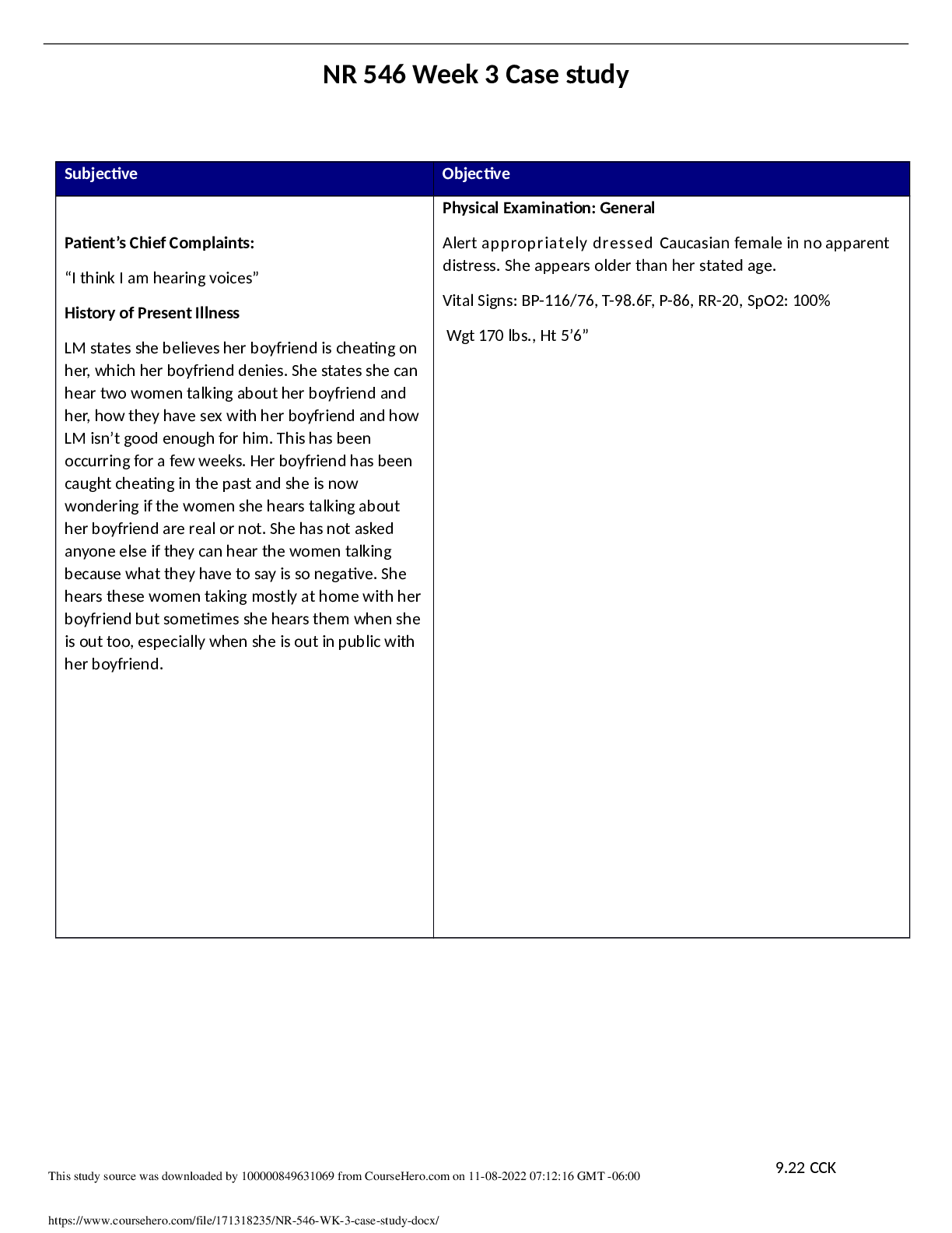 Preview image for NR 546 WK 3 case study